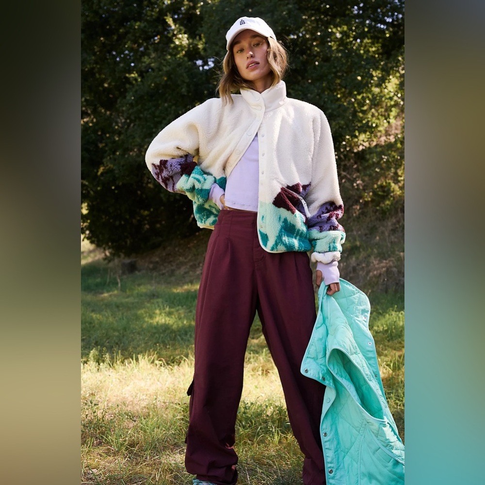 Free People Hit the Slopes Printed Fleece Jacket